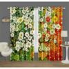 Colorful Rich Flowers Pattern Curtains Green and Peach Flowers Kitchen Decor Curtains Bedroom Living Room Window Decor 2 Panels