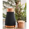 Pure Copper Bedroom Bottle with Inbuilt Glass, Grey Silk Finish Hammered Design - Drinkware & Storage Purpose, Volume 900 ml