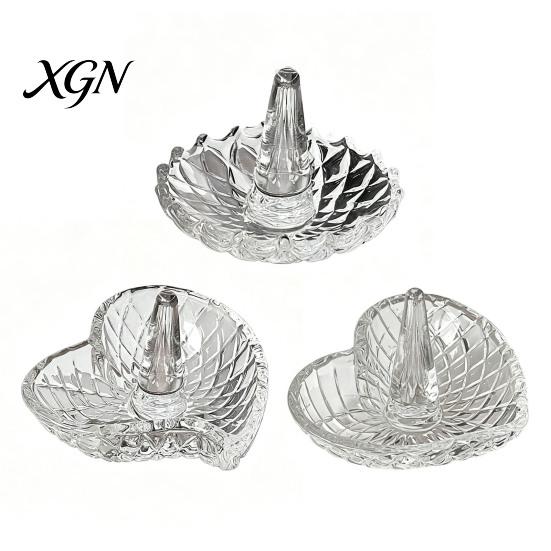 Glas-Ringschale für Hochzeitsgeschenke, Elegante Schmuckschale mit Wasserwellenmuster, Klare Dekorative Aufbewahrungskommode Schmuckschale Nachttisch und Badezimmer