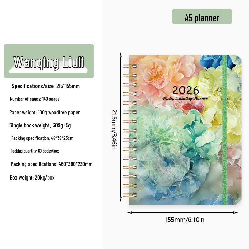 2026 English Student Weekly A5 Planner Coil Notebook