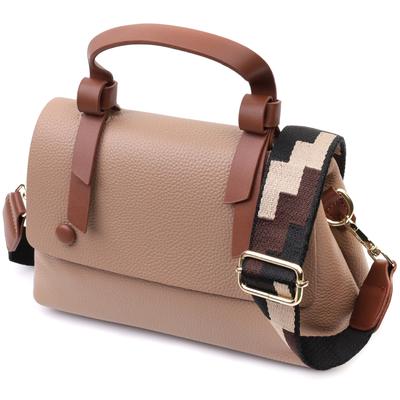 Business Bag for Women with a Short Handle Made of Genuine Leather Vintage 22668 Brown