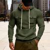 Autumn and Winter Heavyweight Men's Loose Outdoor Sports Velvet Hooded Multi-pocket Casual Workwear Sweatshirt for Men