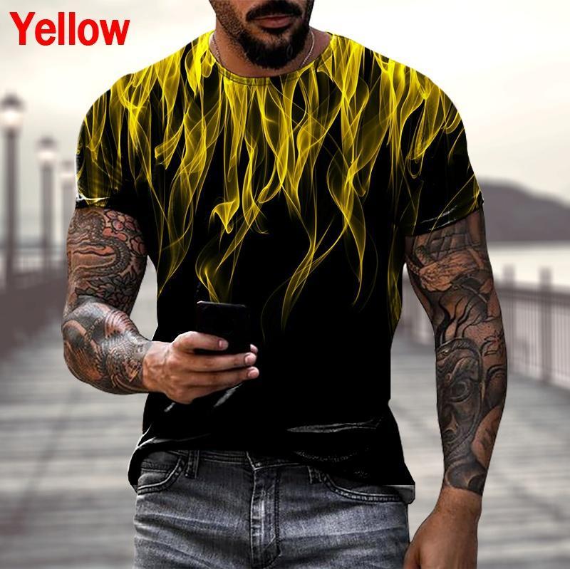 Vară Casual Hip Hop Streetwear Nou 3D Flame Tricou bărbați