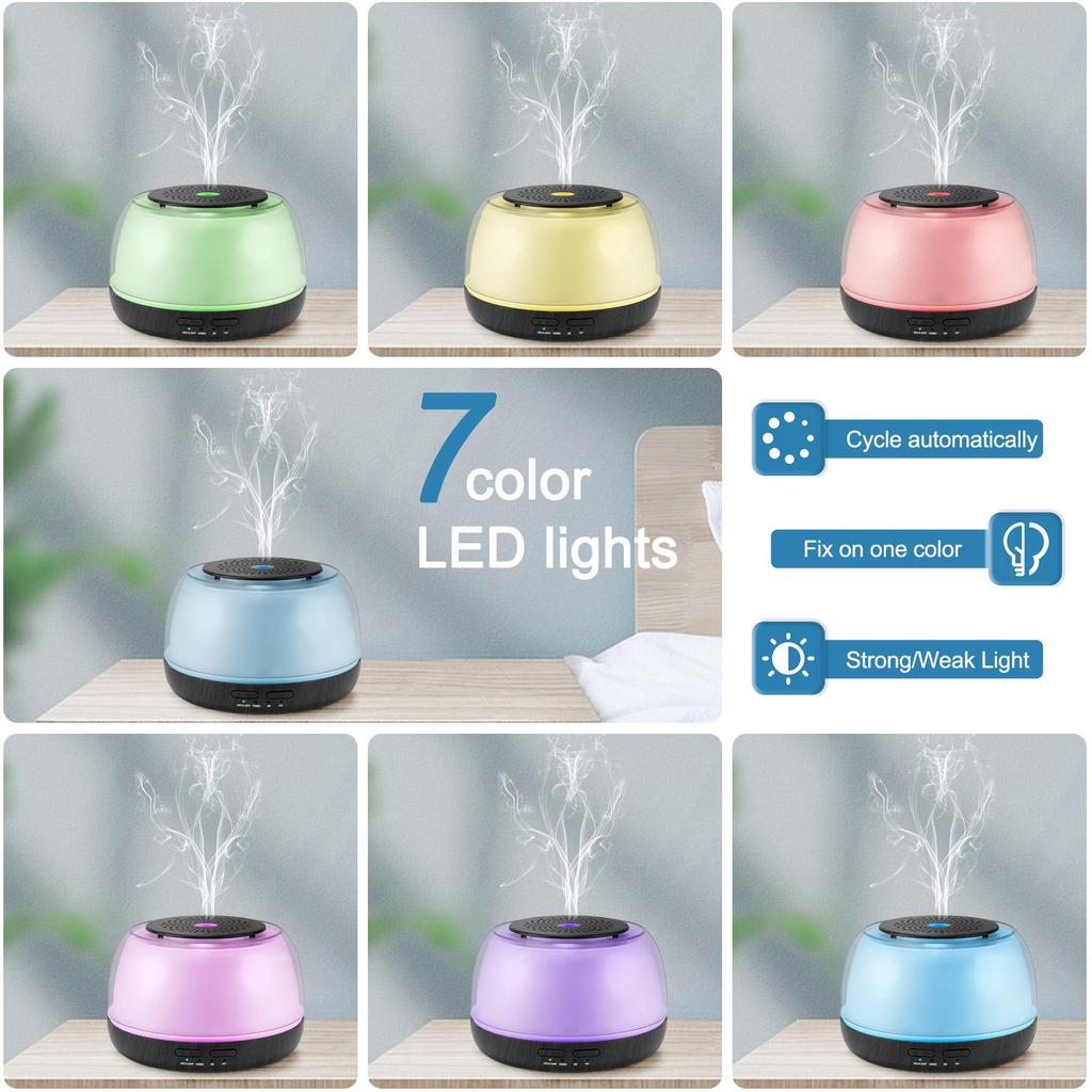 Wood Grain Ultrasonic Aroma Diffuser Lamp, 300ml Humidifier for Bedroom/Desktop