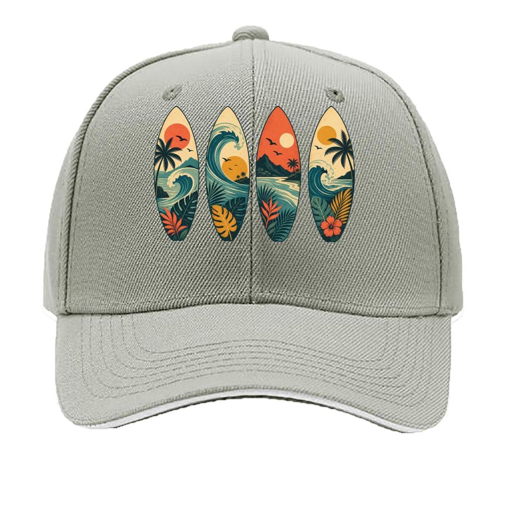 Retro Island Wave Silhouette Collect Sandwich Baseball Cap Sun Cap Outdoor Workouts Hat