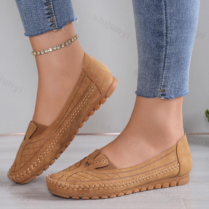 Women Loafers Large Size New Fashion Breathable Slip On Flats Retro Sewing Comfortable Soft Casual Shoes Zapatos De Mujer