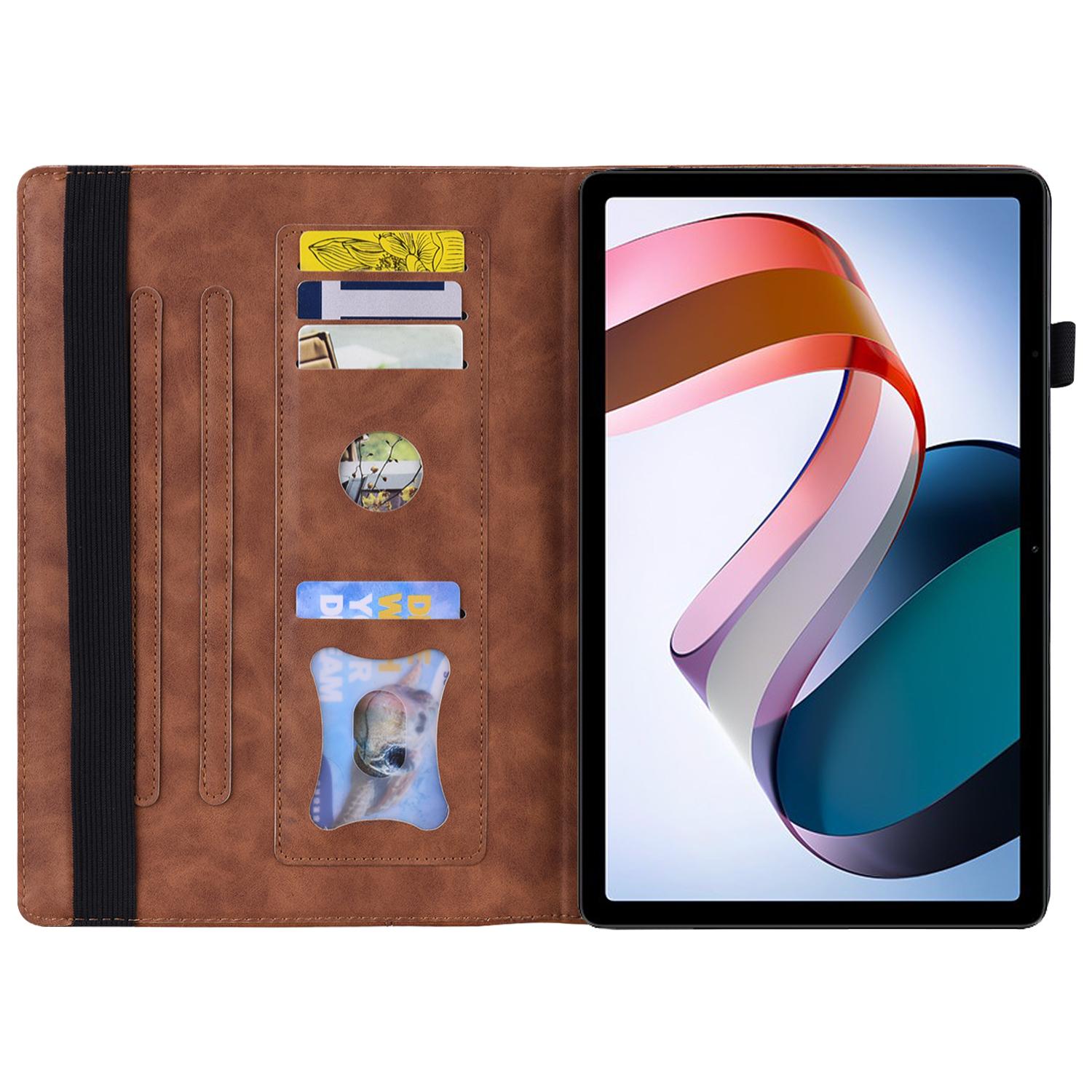 

For Xiaomi Redmi Pad PU Leather Business Folio Stand Cover Elastic Band Wallet Full Protection Tablet Case with Pencil Holder Brown