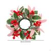 Christmas Artificial Leaves Candle Ring Wreath Garland Handmade ID 3.3inch