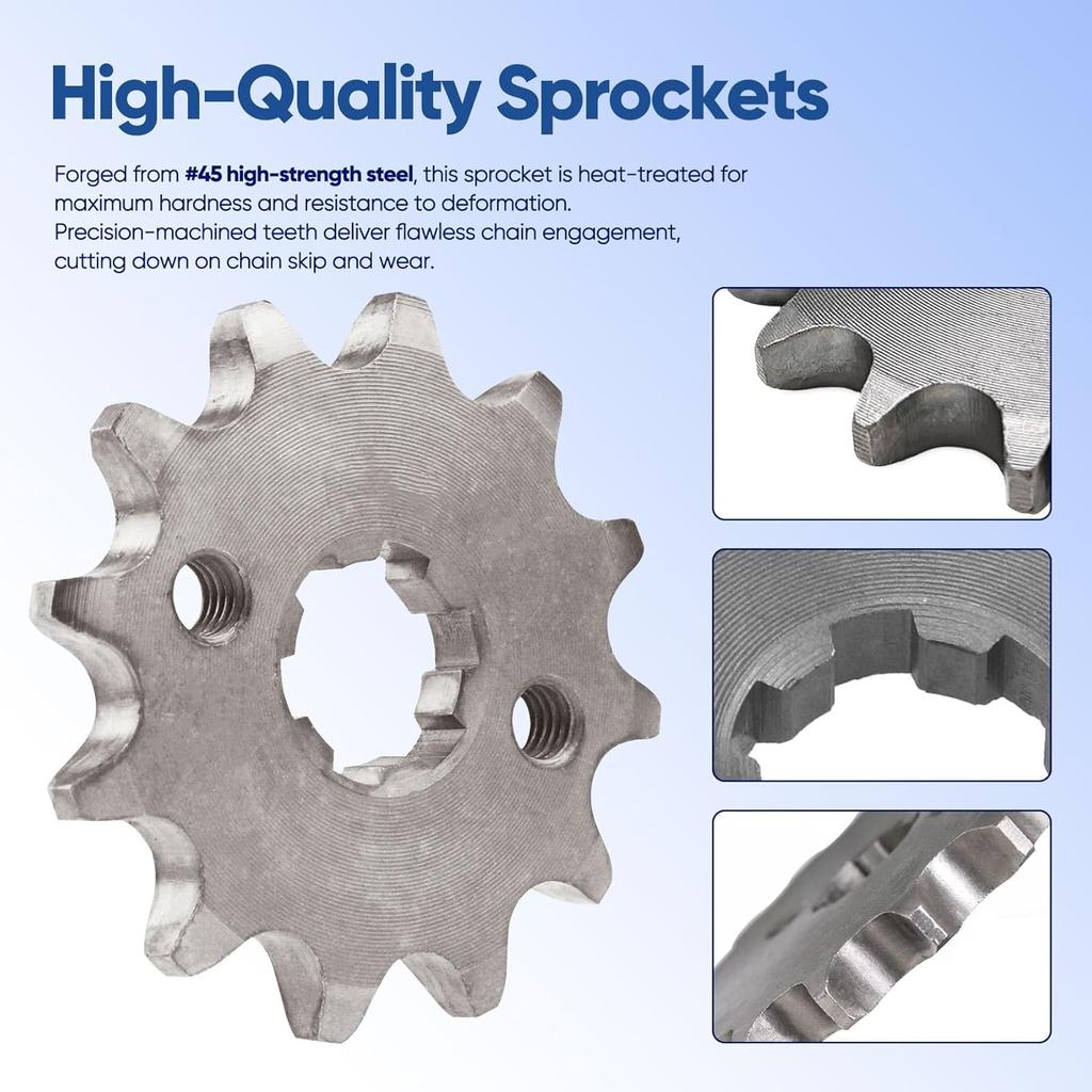 420 12T 17mm Motorcycle Front Engine Sprocket Compatible with 50cc 70cc 90cc 110cc 125cc 140cc 160cc Engine Honda TaoTao Loncin Roketa Coolster Sunl