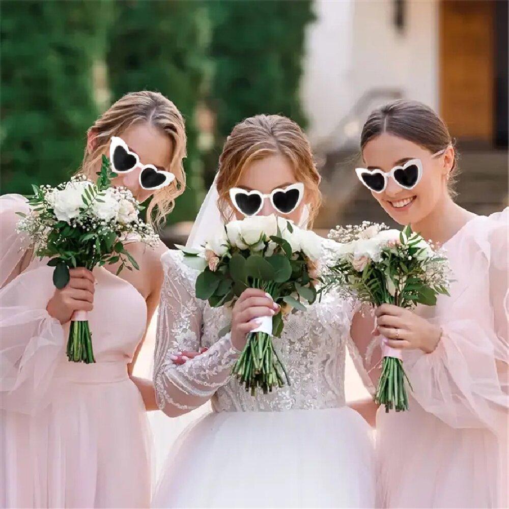 13PCS Cat Eye Glasses Heart-Shaped Plastic Frame Polycarbonate Decorative Vintage Included for Party Wedding Music Festival