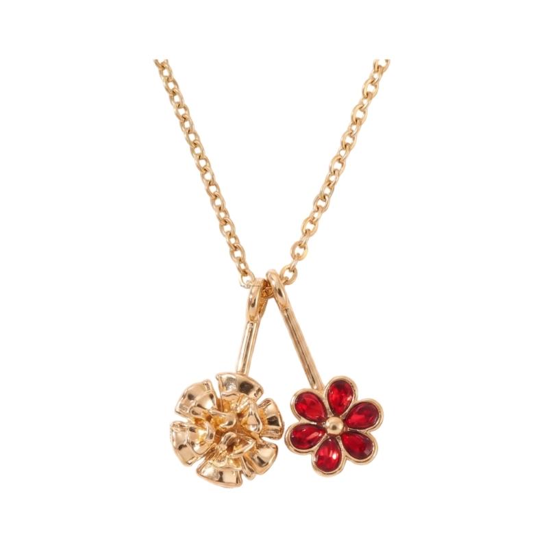 Floral Gift Necklace with Birth Flower Pendant, Gold-Tone Chain and Adjustable Extender for Birthday Gifting Jewelry