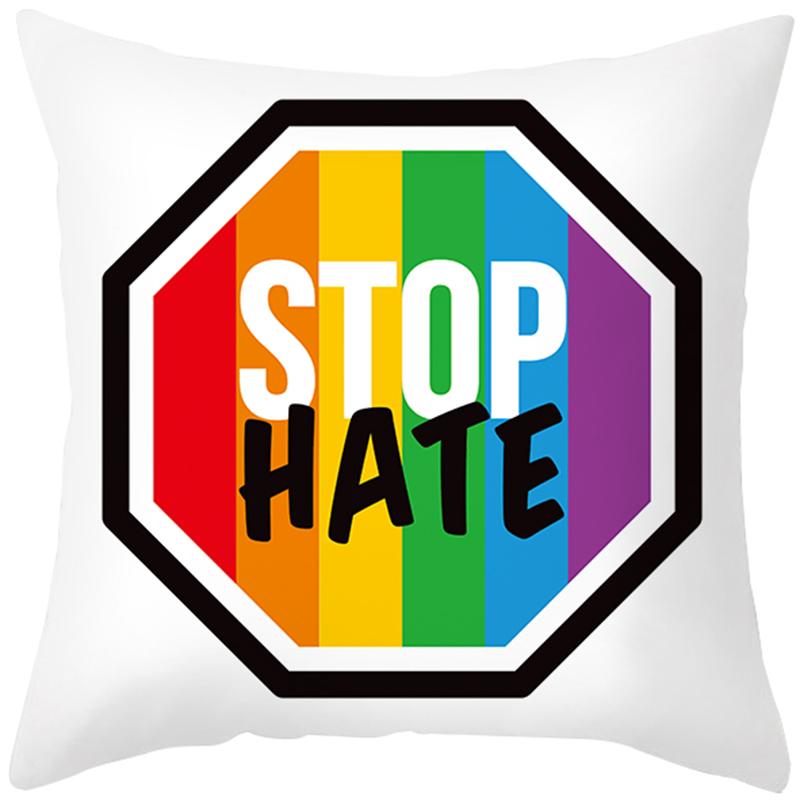 Rainbow Heart Pattern Nordic Sofa Cushion Cover Peach Skin Pillowcase Home Decor Pillowcase