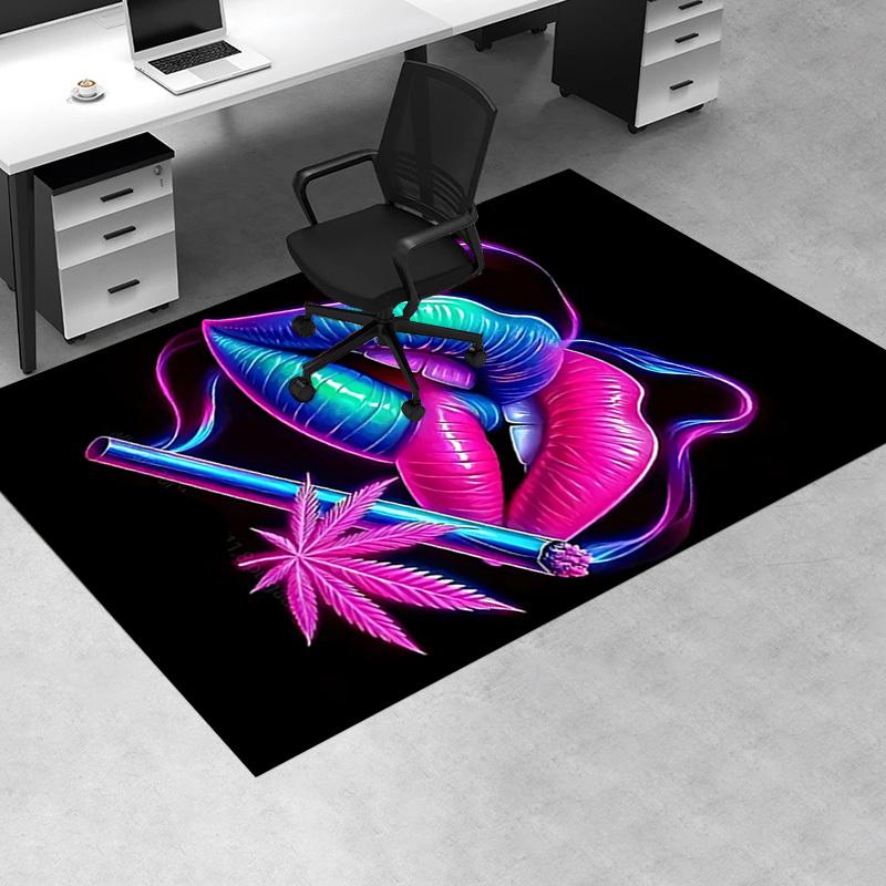 Neon Glow Lippenkunst Stuhlmatte Büroteppich Dekorteppich für Wohnzimmer Schlafzimmer Sofa Geschenk