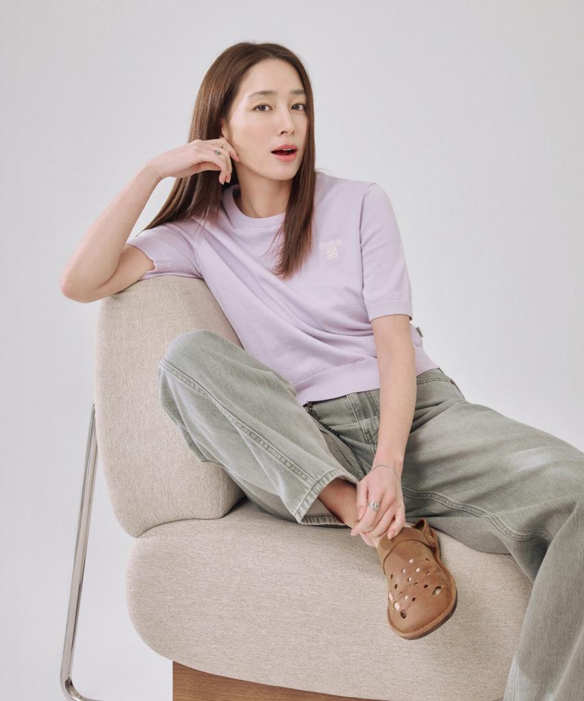 Seteo (W) Round Collar Denim Pants Khaki