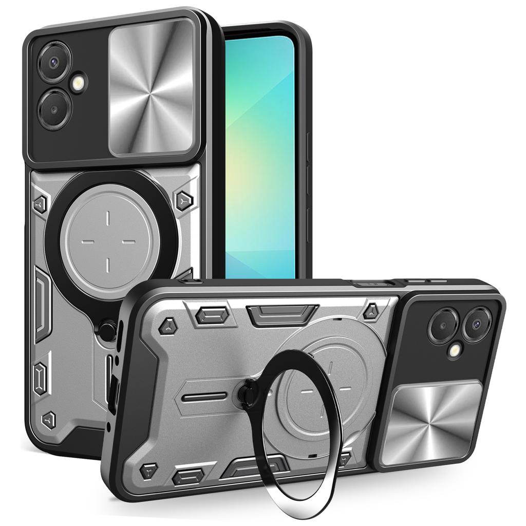 For Samsung Galaxy A06 5G Case TPU + PC Phone Cover with Kickstand , Slide Lens Window