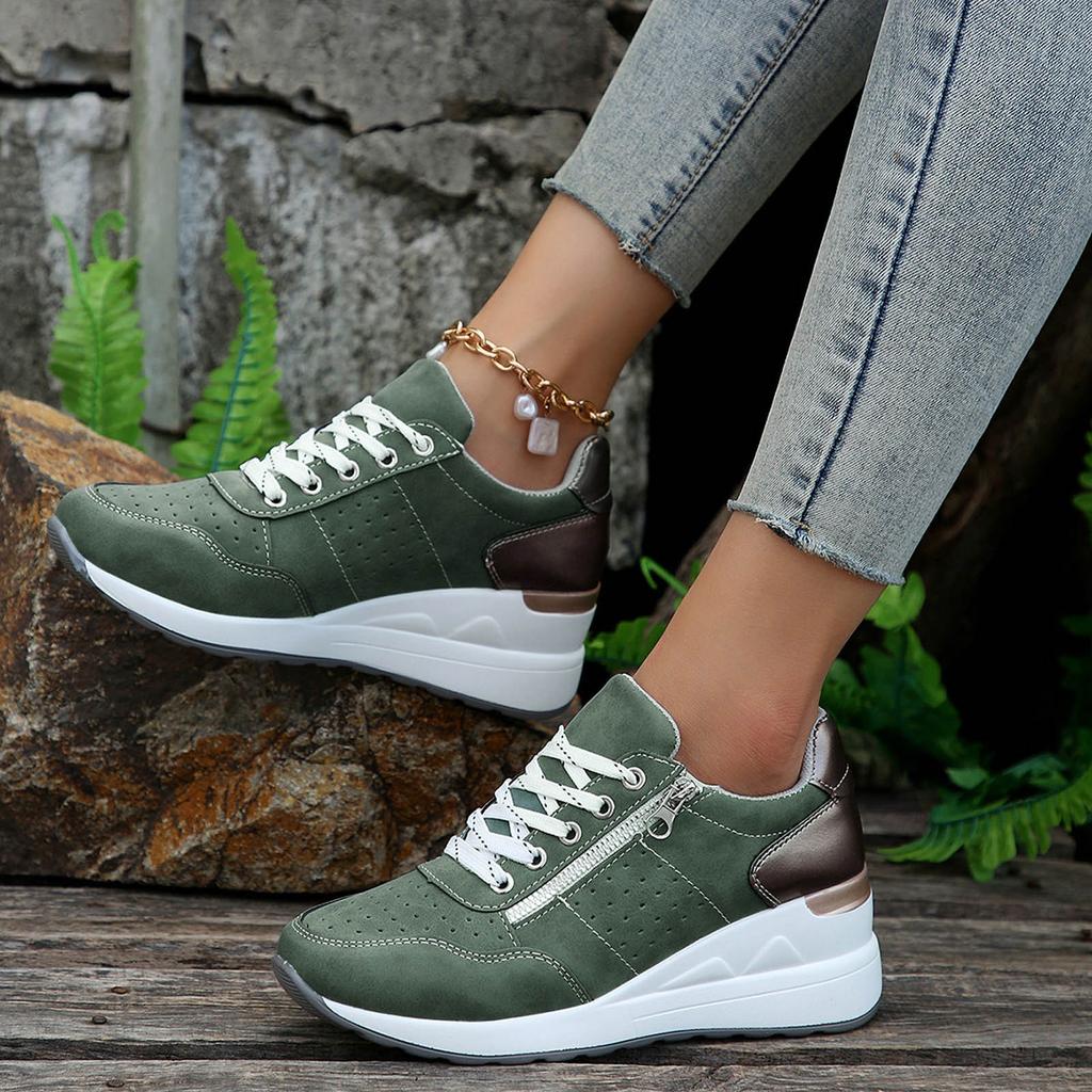 Nuevos zapatos vulcanizados para mujer, moda Primavera 2024, zapatos informales con cuña de flores para mujer, zapatillas de deporte femeninas de gran tamaño