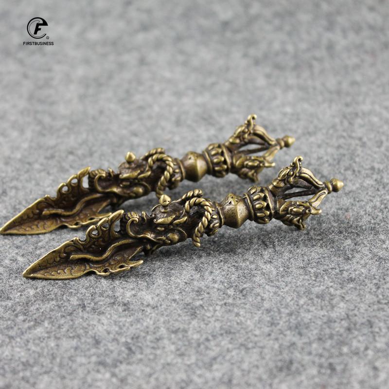 Retro Copper Buddha Instrument Dragon Head Just Vajry Pestle Puer Tea Knife Ornament Home Decoration Antique Brass Desk Decor
