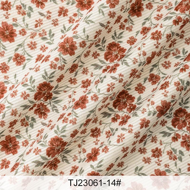 0.5m/1m/2m Fine Pit Strip Soft Corduroy Small Floral Prints Fabric for Sewing Hoodie Dresses Pants Bedding DIY Clothing Fabric