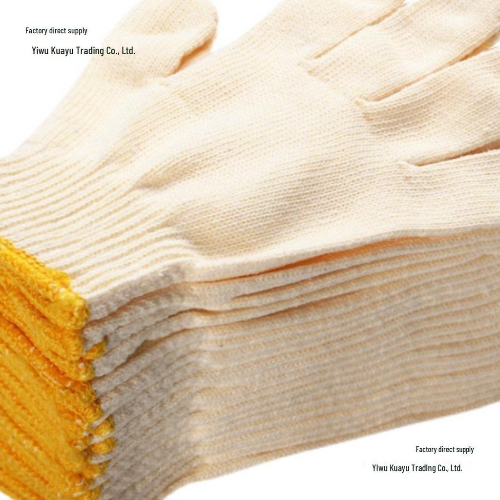 Durable White Yarn Nylon Cotton Work Gloves for Men - Labor Protection & Auto Repair