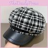 Vintage Plaid Beret Hat With Wide Brim For Women Winter Fashion Accessory