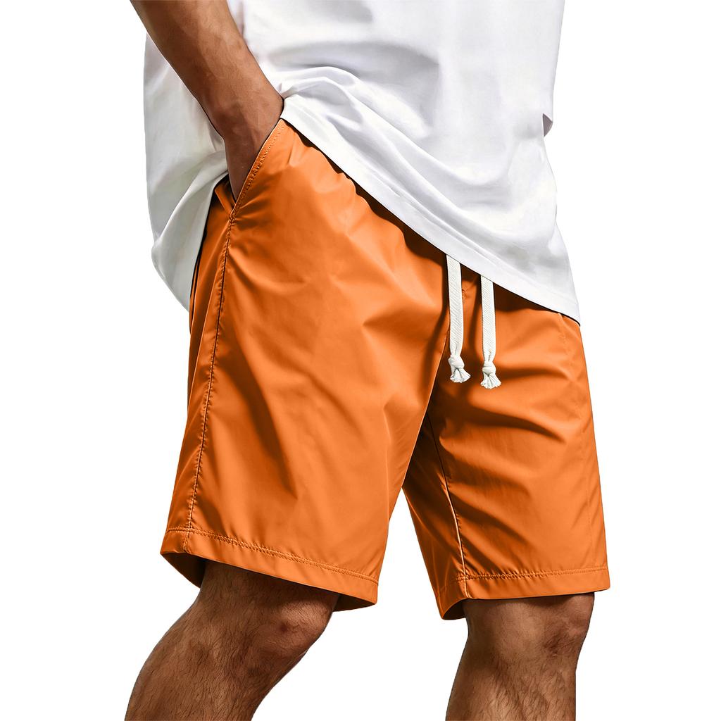 Men's Casual Quick Dry Drawstring Shorts Lightweight Breathable Five-Point Beach Pants Suitable for Outdoor Activities and Daily Wear