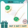 WES 925 Silver Malachite Jewelry Set for Woman Gold Plated Retro Vintage Ring Necklace Engagement Gift