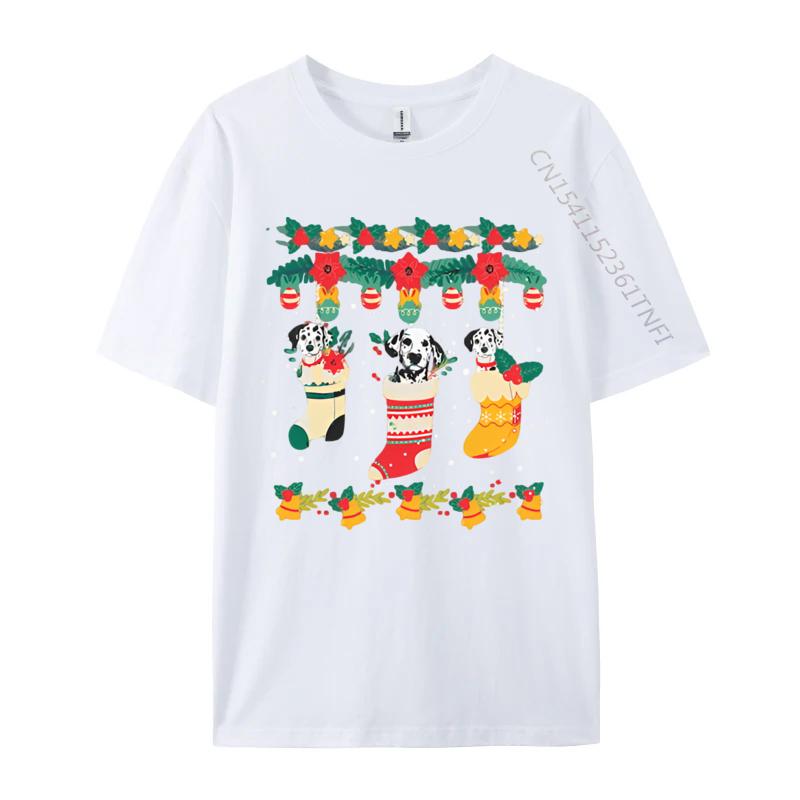 

Dalmatian Christmas Socks XMas Light Tshirt Cotton Men Top T Shirts Customized Tees Green And White Graphic T Shirt S