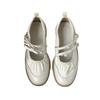 Silver Mary Jane Shoes for Women Sneakers New Fashion Bowknot Belt Buckle Casual Shoes Soft Leather Platform Walking Flats