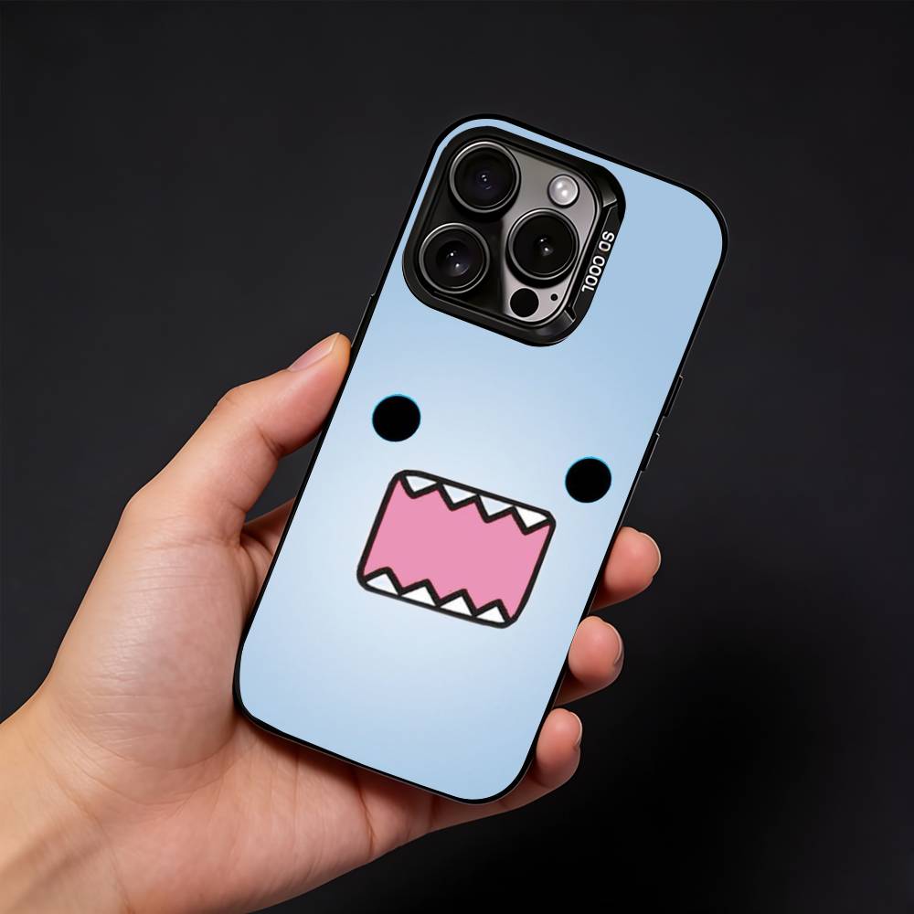 Cute D-Domo-kun Phone Case For iPhone17, 16,15,14,13,12 Pro Max Black Candy Matte Shockproof Cover iPhone17PRO
