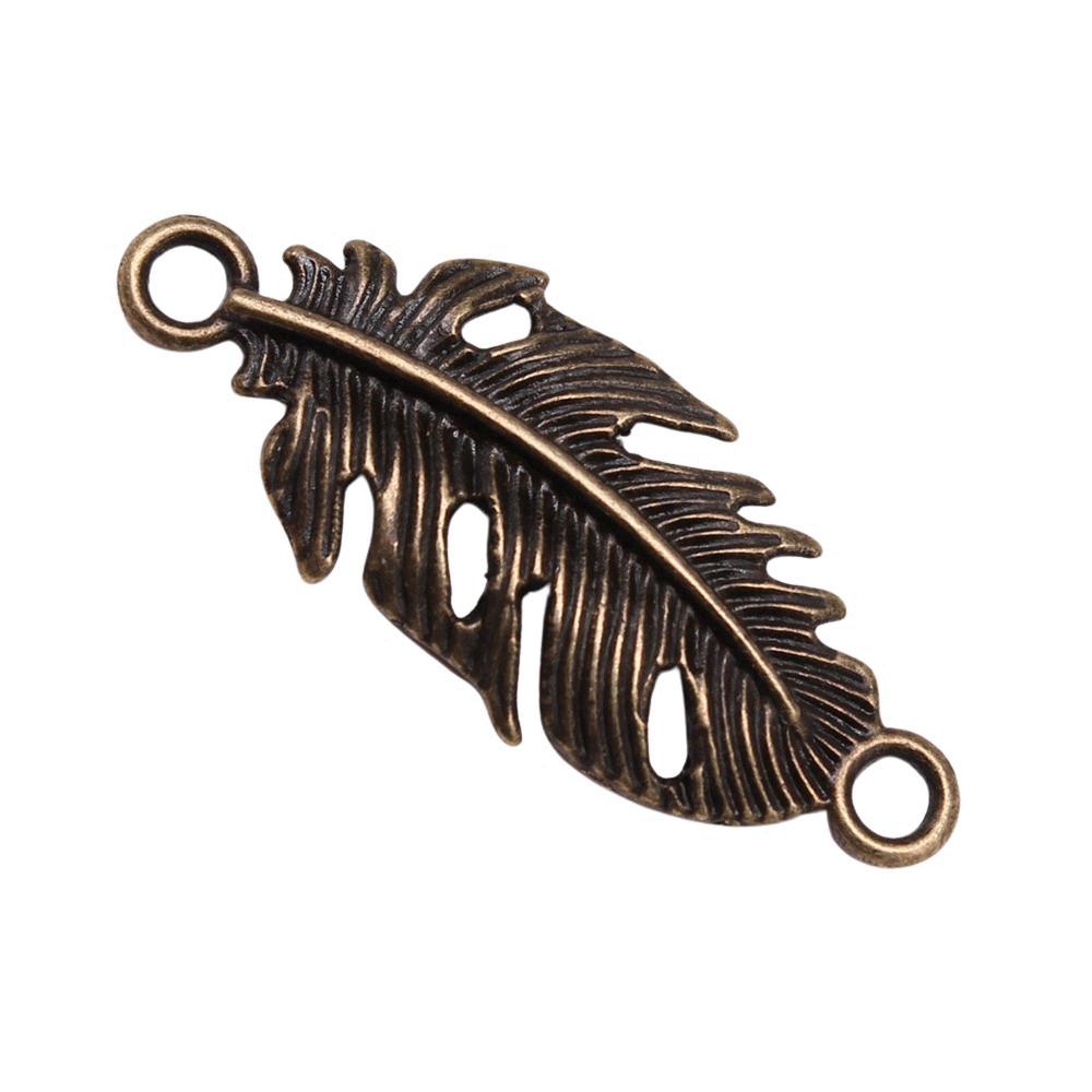 Feather Charm Angle Connectors For Bohemian Style Jewelry Vintage Pendants