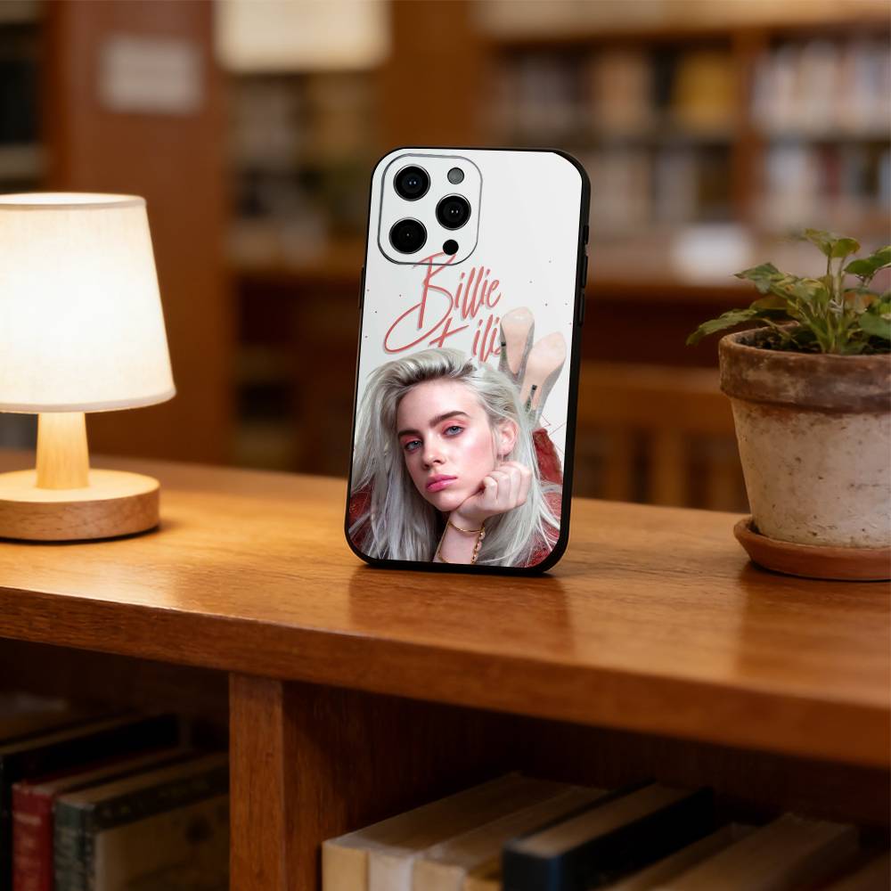 Billie Eilish Phone Case For iPhone 17,16,15,14,13,12,11 Plus,Pro Max,XS,Soft Silicone Black Cover