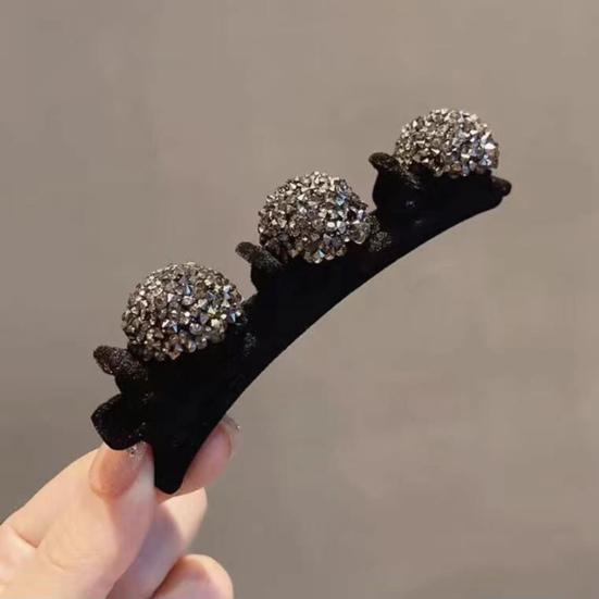 2/6Pcs Braided Hair Clips Sparkling Rhinestone Heart Decor Hair Pins Girl Faux Crystal Stone Braided Hair Accessories