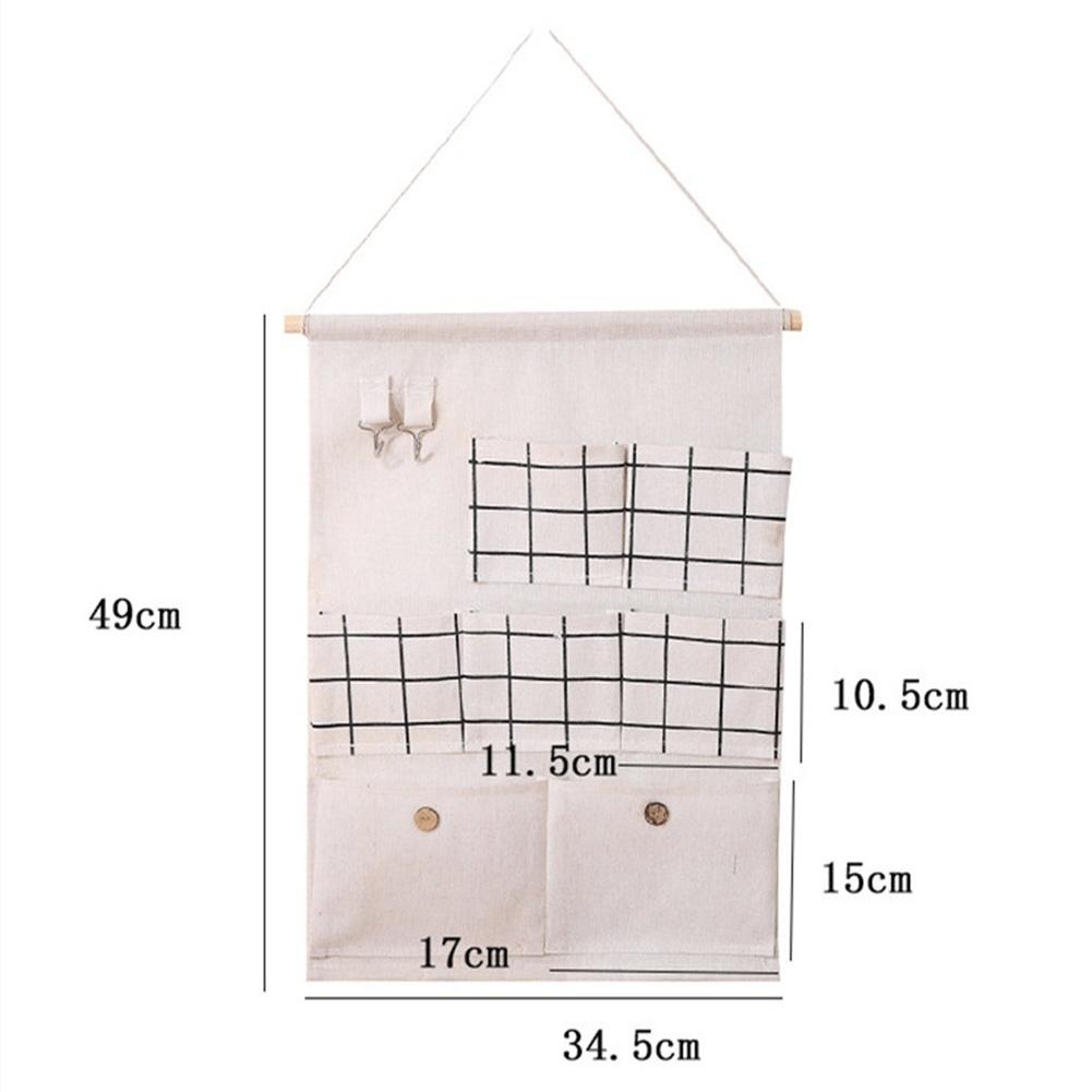 Cotton Linen 7 Pocket Waterproof Hanging Storage Bag Bathroom Bedroom Wall Organizer Wardrobe