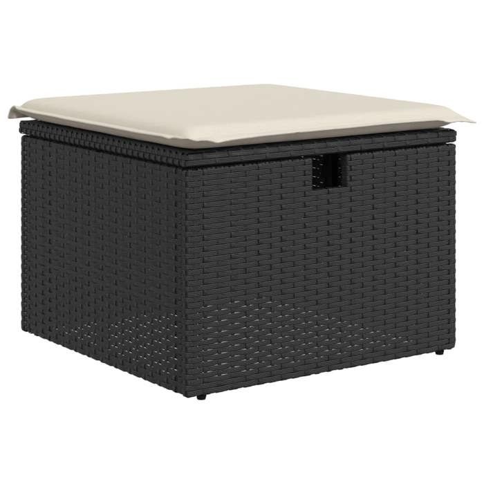 VidaXL Garden Stool with Cushion, Seat with Cover, Patio Furniture Balcony Terrace Backyard Outdoor, Black 366002