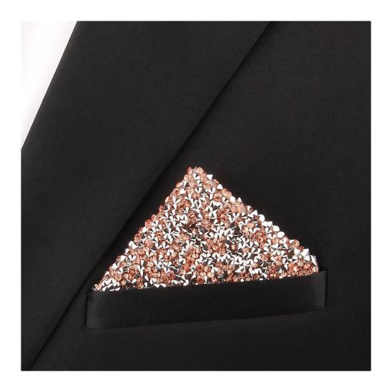 Rhinestone Pocket Square for Men Pre Folded Handkerchief Sparkling Pocket Square Fits Blazer Tuxedo Pockets for Wedding Dating Formal Attire
