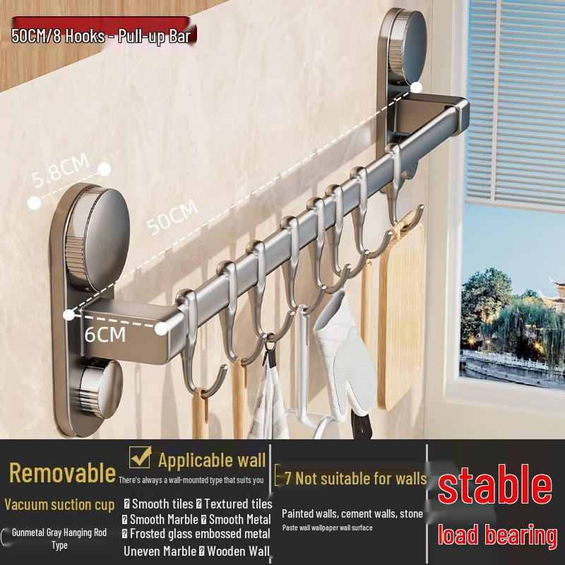 Suction Cup Wall-Mounted Kitchen Hook: Multifunctional Knife Holder & No-Drill Hanging Rack for Pots, Spoons, and Spatulas