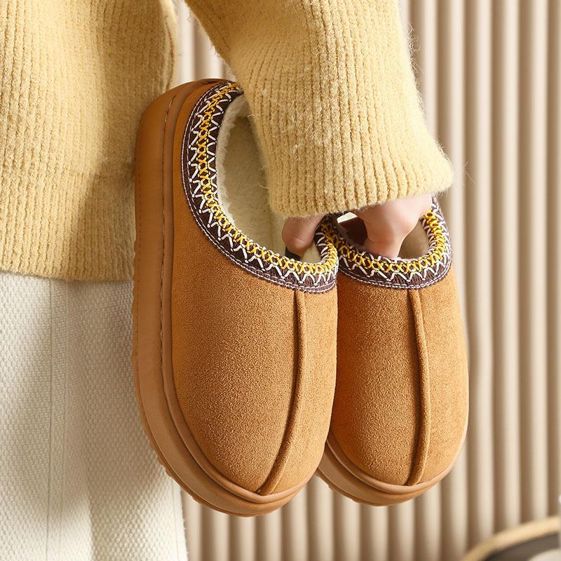 Home Closed Heel Warm Thickened Cotton Shoes Autumn Winter Cotton Slippers Men Couple Indoor Fuzzy Cotton Shoes Women
