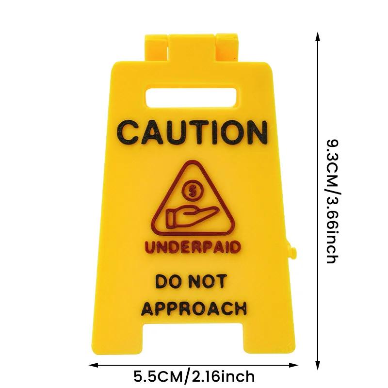 Office Mini Desktop Warning Sign Caution Overstimulated Portable Fun Desktop Small Warning Sign Ornament New Type of Worker Toy