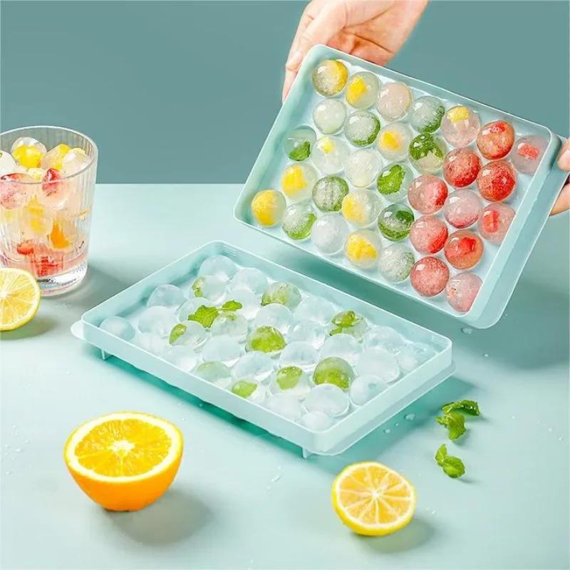 1PC 33 PP Food Grade Plastic Ice Cube Mold Household Frozen Ice Block Artifacts Food Grade Round Spherical Ice Lattice Whiskey