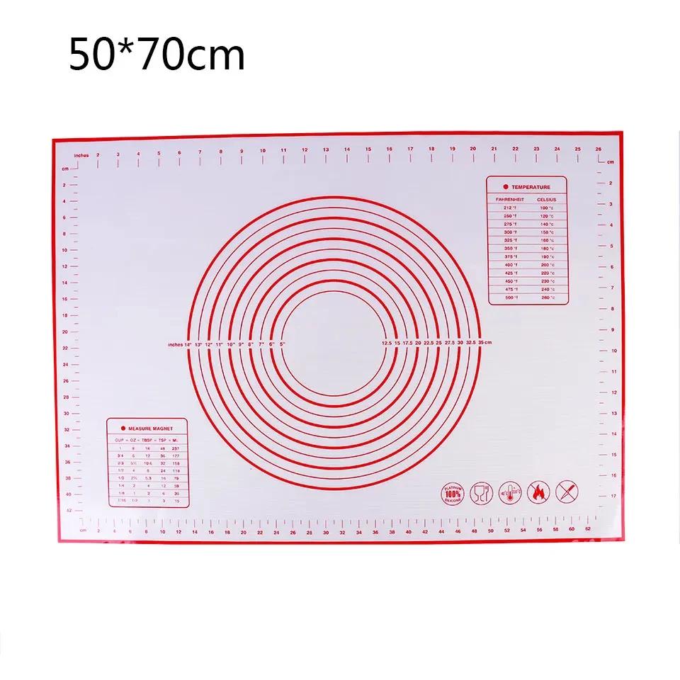 Various Size Silicone Kneading Pad Non-Stick Surface Rolling Dough Mat with Scale Kitchen Cooking Pastry Sheet Oven Liner Bakeware