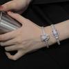 Full Diamond Zircon Emerald Leopard Head Open Bracelet Women'S Light Luxury High-End Niche Design Heavy Industry Personalized Bracelet