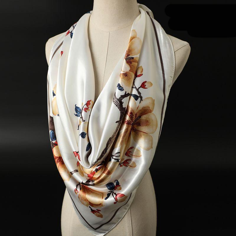 Vielseitiger Frühlings- und Herbstmode Dünner eleganter Damen-Seidenschal Atmungsaktiver Halsschal für Outdoor