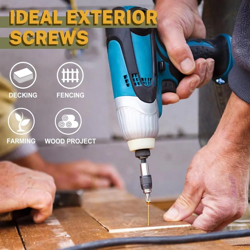 75PCs Yellow Screws, Fully Machined Finished Male Threads, Countersunk Smooth Shank, T-25 Star Drive, 6-Point Tight Bite