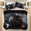 3pcs Vibrant Sports Basketball Duvet Cover Pillowcase Bedding Set Youth Kids Girl Boys Birthday Bedroom Decoration Full Size