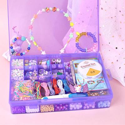 Children's DIY Beaded Bracelet Kit - Handmade Jewelry Set with Stringing Beads & Accessories