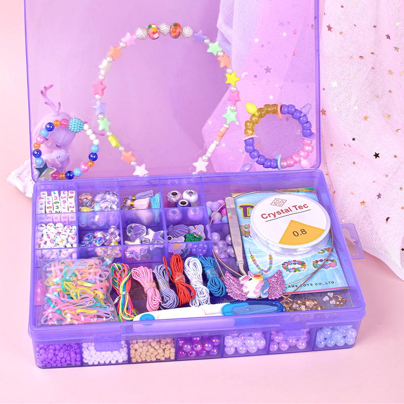 Children's DIY Beaded Bracelet Kit - Handmade Jewelry Set with Stringing Beads & Accessories