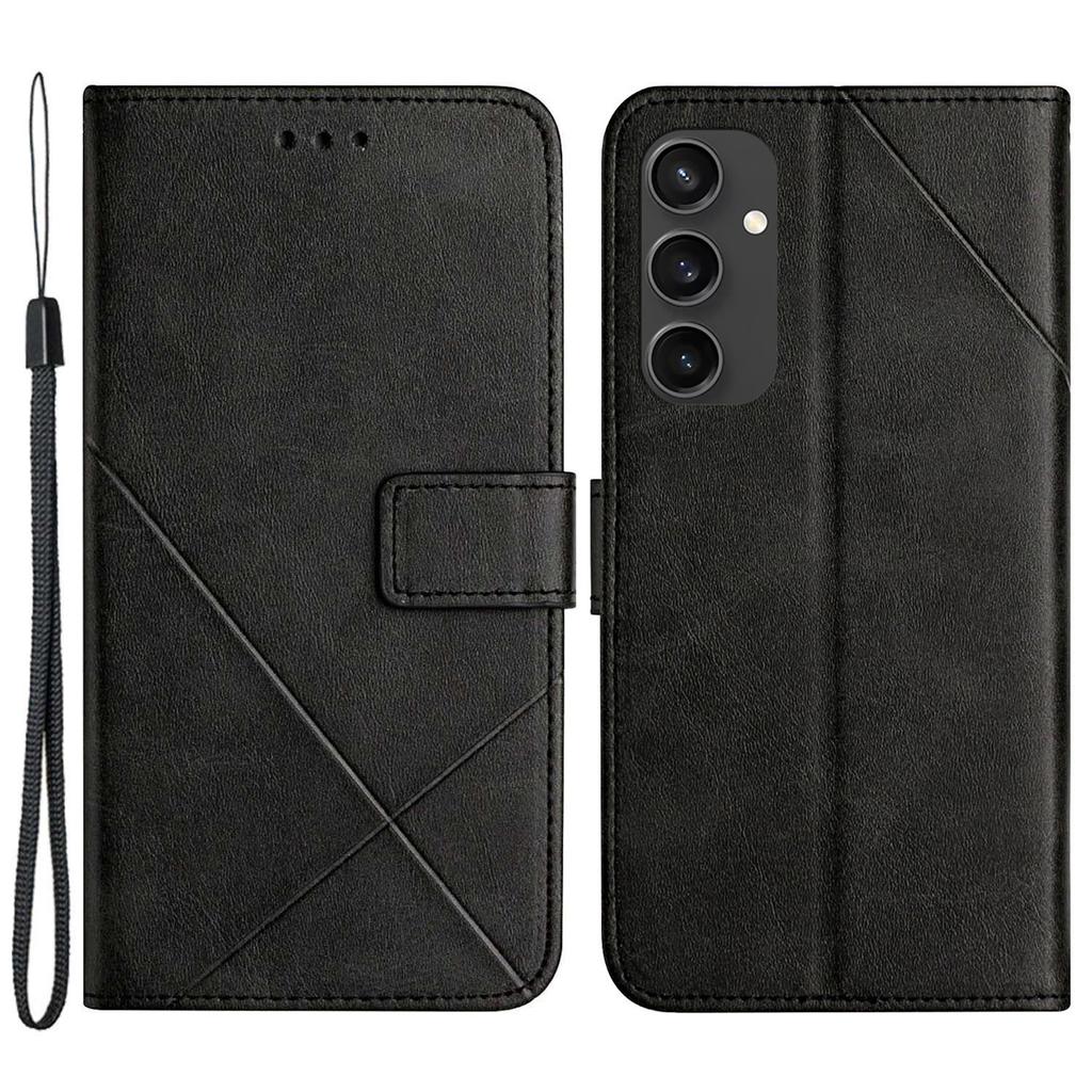 For Samsung Galaxy S24 FE Leather Case Line Pattern Wallet Phone Cover