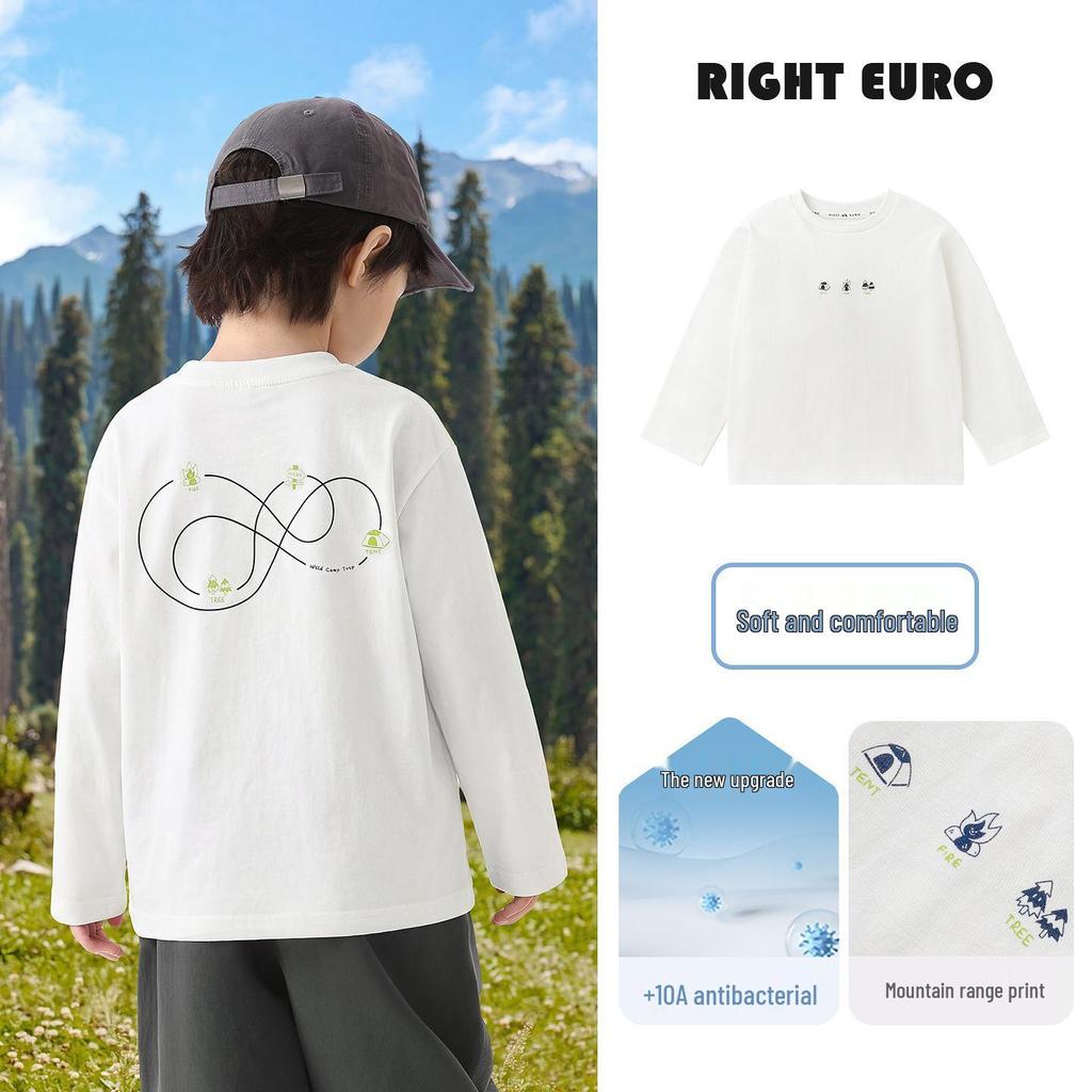 2026 Trendy Boys' Pure Cotton Long-Sleeve T-Shirt for Spring and Fall