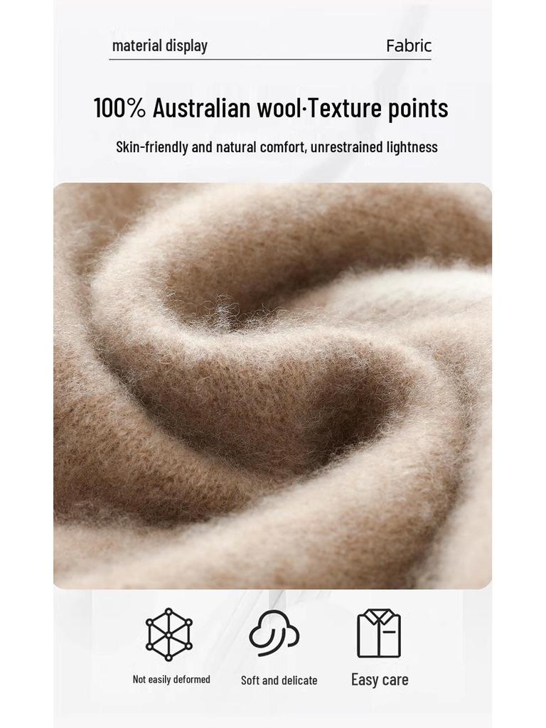 Men's Diamond Pattern Wool Sweater - Color Block Round Neck Pullover for Autumn & Winter.