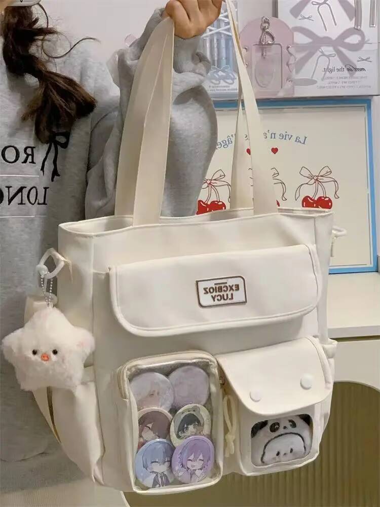 New Y2K Cute Ita Bag Large Capacity Shoulder Bag Messenger Bag Lolita Girls Transparent Crossbody Bag DIY Display Casual Handbag